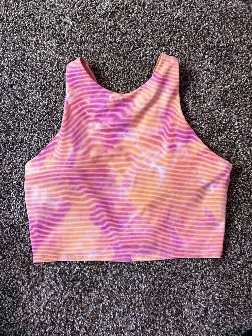 Athleta Tie-Dye High Neck Crop Tank - Pink & Orange